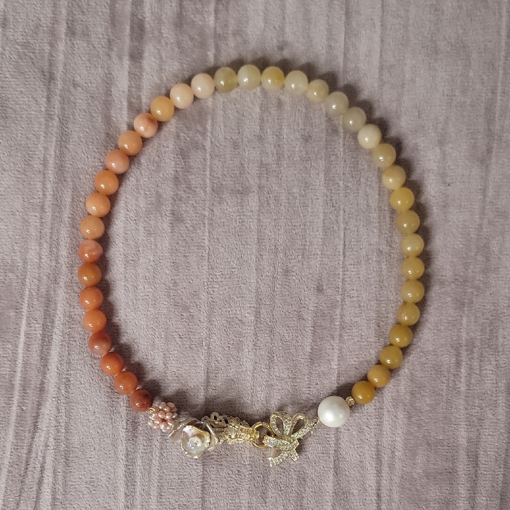 Chic Multicolor Stone Freshwater Pearl Necklace with Gold Dragon 🐉